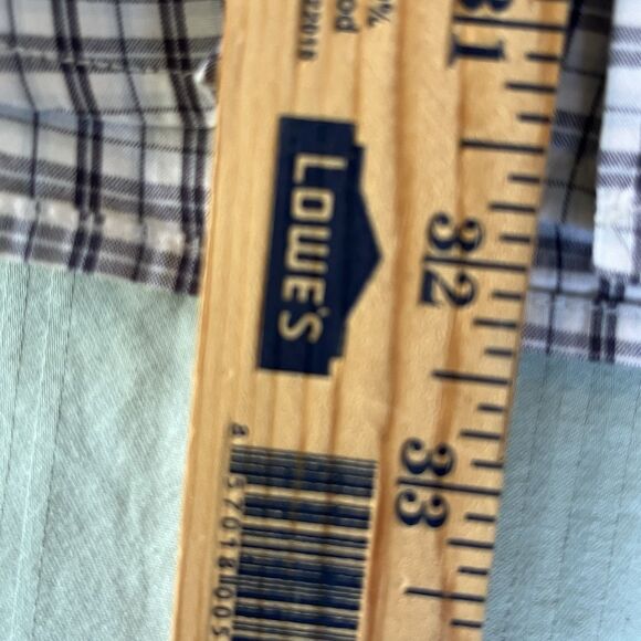 Ralph Lauren Jeans Co Shirt Men’s L Blue/Gr/Wh Plaid B Down SS Flag Logo Flaw - Picture 7 of 8